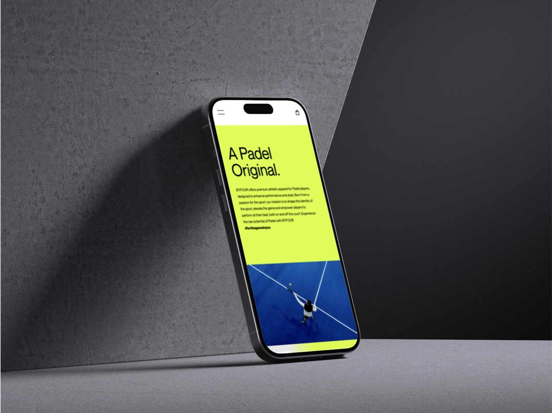 iPhone mockup showing the By Four Landing page developed by Can O' Baked Beans.