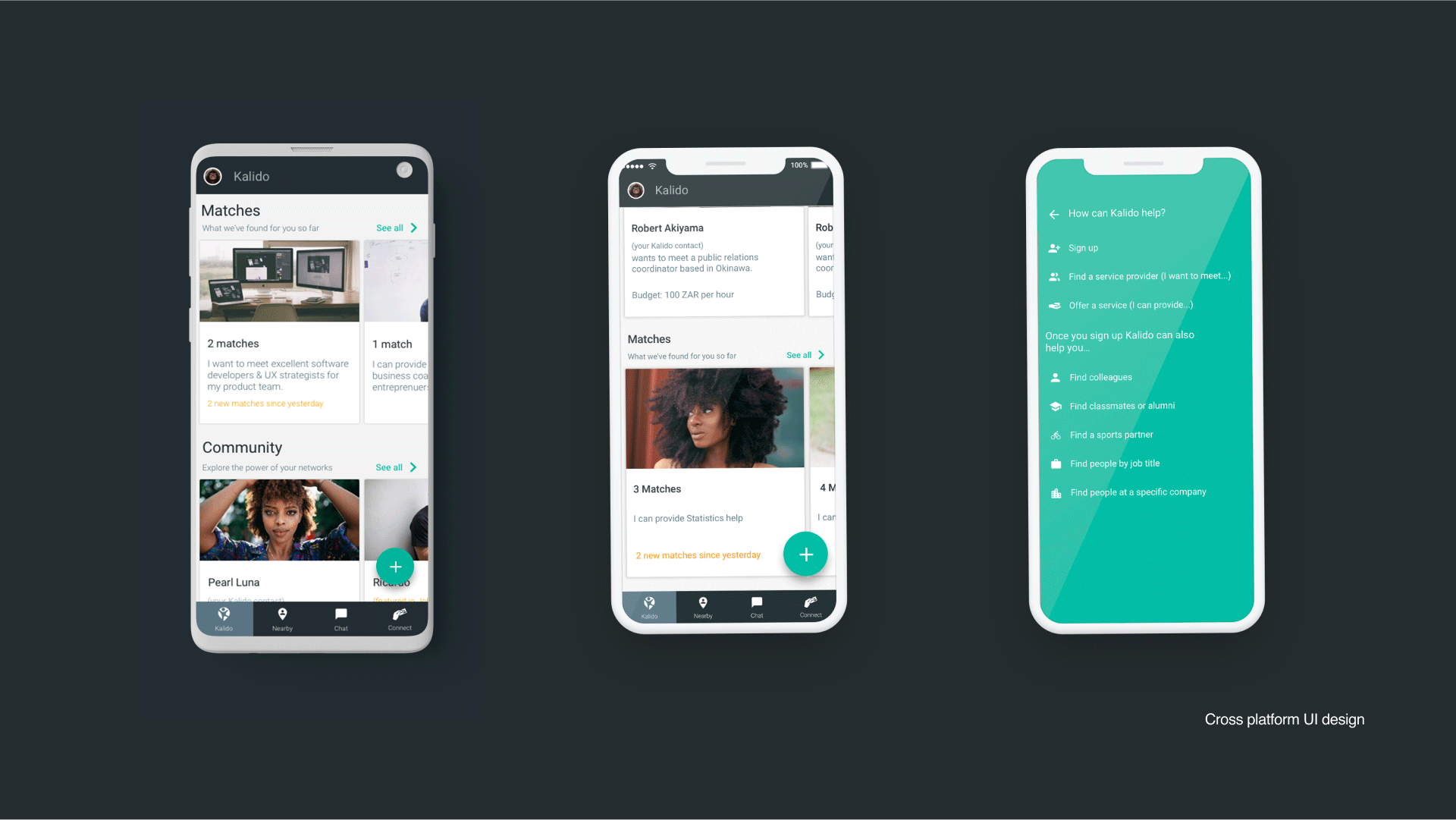 Prototype spaghetti and before screens of the Kalido UI.